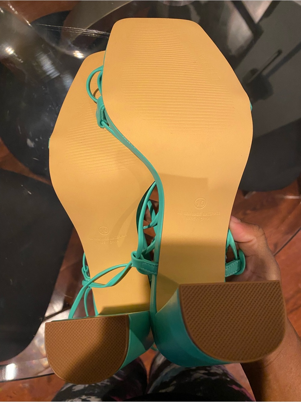 NEW women’s teal Lace-Up Block Heel Sandals size 10 - Picture 6 of 7